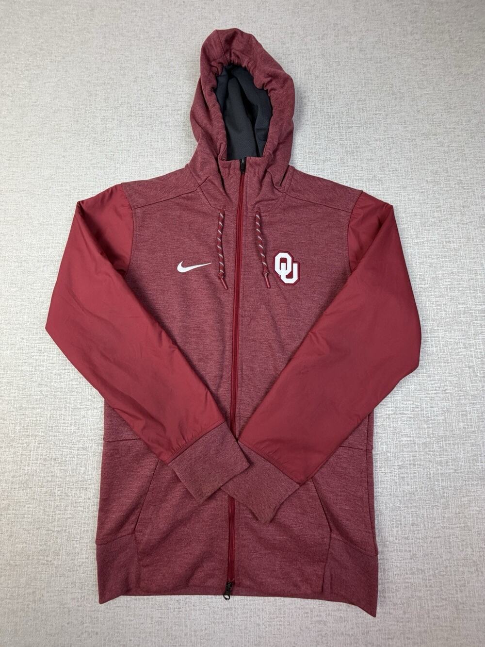 Nike Oklahoma Sooners XS Dri-FIT Full Zip Hooded Jacket Crimson OU